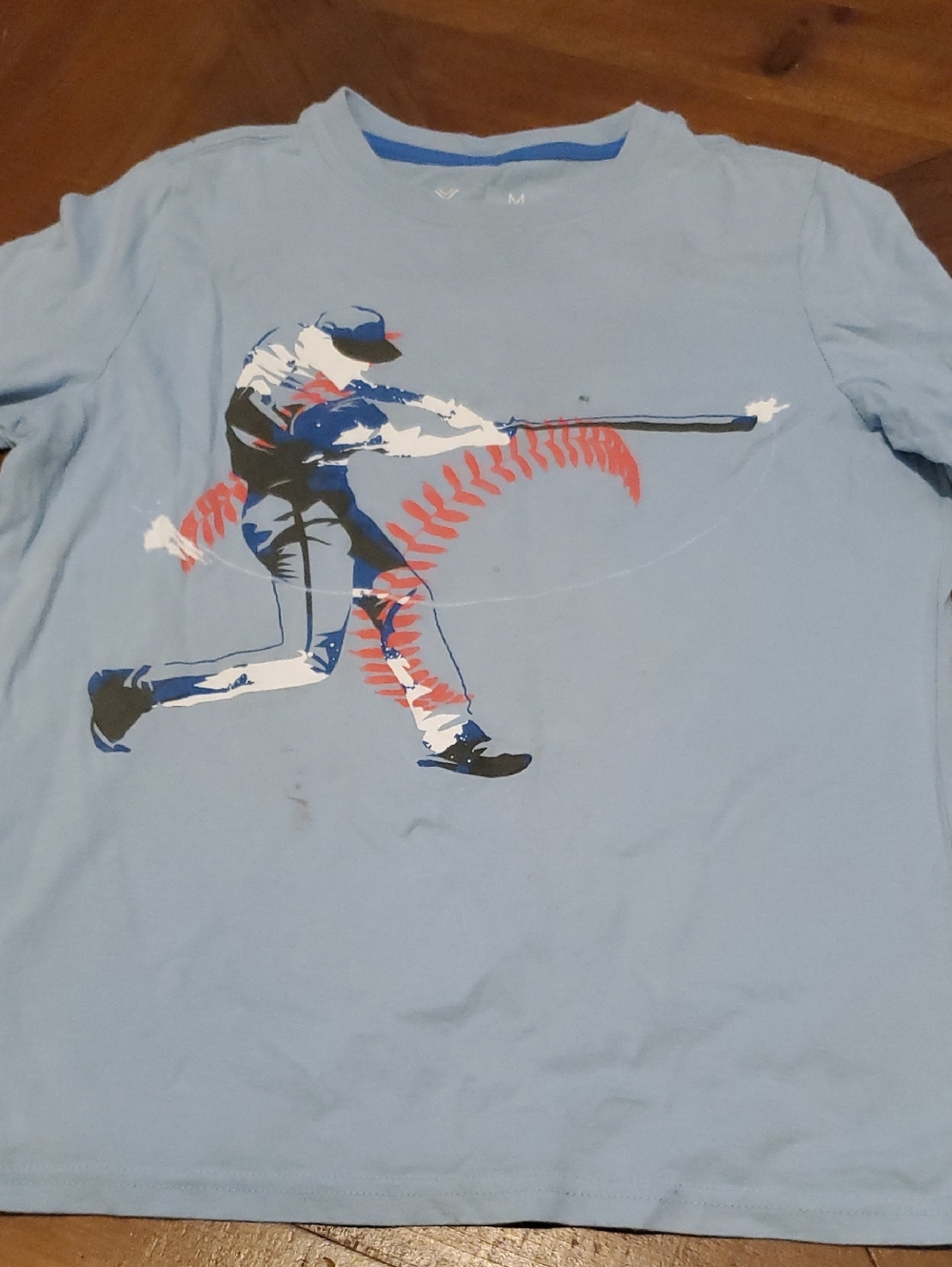 Xersion Light Blue Short Sleeve Baseball Batter Graphic Tee